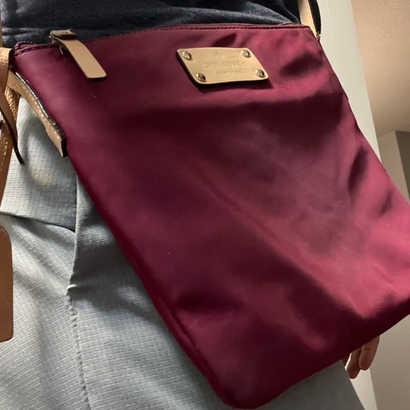 Kate Spade. Plum/wine. Crossbody. Tan strap. - Picture 12 of 12